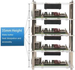 img 3 attached to Поднимите ваш Raspberry Pi кластер: Eau 4-слотовый стекируемый корпус для Raspberry Pi 4 и 3B+/3/2 Model B – прозрачный акриловый корпус с вентилятором охлаждения и 4-этажная Pi стойка