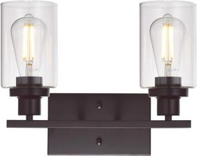 img 3 attached to 🚿 MELUCEE 2-Light Industrial Oil Rubbed Bronze Bathroom Lighting with Clear Glass Shade - Wall Mount Sconces for Bedroom, Living Room, Kitchen