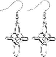 🍀 good luck celtic knot cross earrings - religious drop jewelry with infinity love symbol, ideal irish celtics gift for women and girls logo