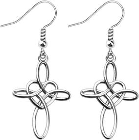 img 4 attached to 🍀 Good Luck Celtic Knot Cross Earrings - Religious Drop Jewelry with Infinity Love Symbol, Ideal Irish Celtics Gift for Women and Girls