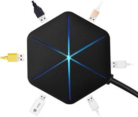 img 2 attached to 💻 MefeCoorel 6-Port USB 2.0 Hub USB Extension Cable with Blue LEDs - Extra USB Ports for PS4, Mac, PC, Laptop, Computer, Desktop