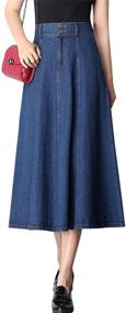 img 2 attached to 👗 Stylish and Versatile: Tanming Women's High Waist Pleated Long Denim Skirt