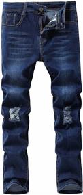 img 4 attached to Skinny Distressed Biker Jeans Destroyed Boys' Clothing