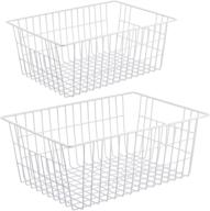 🧺 large metal wire storage baskets, ipegtop farmhouse style freezer organizer bins with handles for kitchen cabinets, pantry, closets, bedrooms, bathrooms - 2 pack логотип