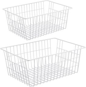 img 4 attached to 🧺 Large Metal Wire Storage Baskets, iPEGTOP Farmhouse Style Freezer Organizer Bins with Handles for Kitchen Cabinets, Pantry, Closets, Bedrooms, Bathrooms - 2 Pack