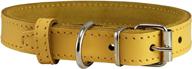 🐾 genuine leather dog collar yellow - premium quality by dogs my love - available in 7 sizes for all breeds logo