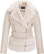 pallivare women's faux fur collar leather jacket: stylish & warm winter coat with belt logo