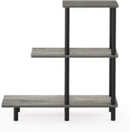 🛋️ furinno turn-n-tube 3-tier sofa side table tall - stylish french oak grey/black design logo