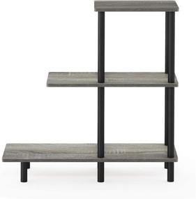 img 4 attached to 🛋️ Furinno Turn-N-Tube 3-Tier Sofa Side Table Tall - Stylish French Oak Grey/Black Design