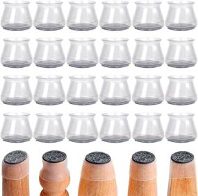 img 4 attached to 🪑 24-Piece Transparent Chair Leg Floor Protectors with Silicone Furniture Feet Pads - Table, Stool, and Furniture Leg Protection Caps with Felt Pads - Effective Hardwood and Laminate Flooring Protectors