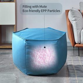 img 2 attached to 🪑 Higogogo Hexagonal Faux Leather Pouf Ottoman - Large Footrest Stool for Living Room, Bedroom - Easy to Clean - 23.6X23.6X14.2 inch - Turquoise