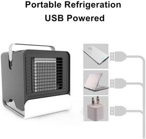 img 3 attached to 🌬️ Berfee Portable Air Conditioner Fan, Personal Mini Evaporative Air Cooling Desk Humidifier Misting Fan with Handle, Desktop Air Cooler Low Noise And Simple Appearance Design with Night Light