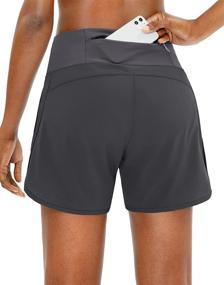 img 4 attached to 🏃 Soothfeel Women's Running Shorts with Zip Pocket - Quick Dry High Waisted Athletic Workout Shorts for Women with Liner - 5 inch
