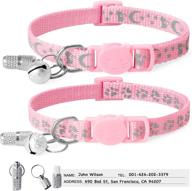 🐱 llhk 2 pack breakaway cat collars: reflective safety with bell, adjustable 7''-12'' - perfect for girl boy cats. includes 2 pcs name tags for personalized id. pet supplies & accessories. logo