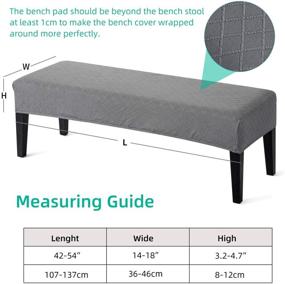 img 2 attached to 🪑 YISUN Jacquard Dining Room Bench Covers: Stretch Spandex Upholstered Slipcover in Light Grey - Removable, Washable, Anti-Dust Protectors for Dining Benches