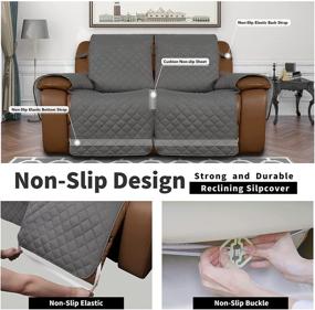 img 1 attached to 🛋️ Reversible Loveseat Recliner Cover - Easy-Going Split Sofa Cover for Double Recliner, Elastic Straps, Furniture Protector for Kids, Pets - Gray/Light Gray (2 Seater)