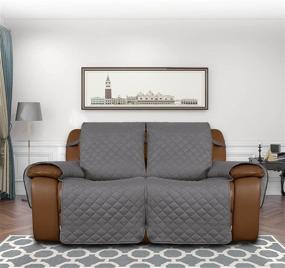 img 3 attached to 🛋️ Reversible Loveseat Recliner Cover - Easy-Going Split Sofa Cover for Double Recliner, Elastic Straps, Furniture Protector for Kids, Pets - Gray/Light Gray (2 Seater)