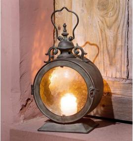 img 1 attached to 🕯️ Curved Glass Insert Round Metal Hanging Candle Lantern