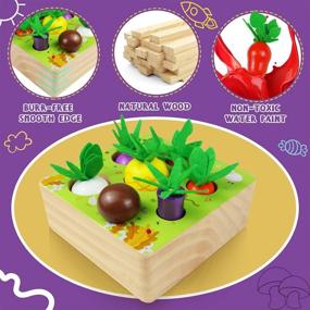 img 3 attached to 🧩 Montessori Toddler Toys for 1-2 Year Old Boys and Girls | Wooden Baby Toys: Farm Harvest Game, Educational Fine Motor Skills Development | Ages 1-3 | Shape Sorting & Counting Puzzle with 7 Sizes of Vegetables and Fruits