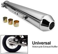 🏍️ universal motorcycle exhaust muffler, 1.5-2" inlet stainless steel silencer pipe slip-on with removable db killer for dirt bike, street bike, scooter - silver logo