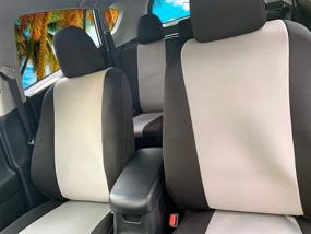 img 2 attached to CarsCover Custom Fit Neoprene Car Front Seat Covers for 2013-2018 Toyota RAV4 LE XLE SUV - Gray & Black Sides - Driver and Passenger Cover