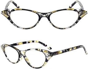 img 2 attached to Vintage Fashion Designer Cat Eye Rhinestone Reading Glasses Set of 4