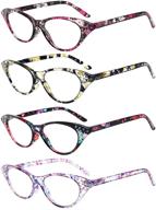 vintage fashion designer cat eye rhinestone reading glasses set of 4 logo