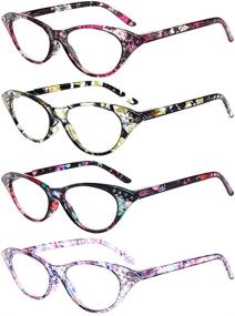 img 4 attached to Vintage Fashion Designer Cat Eye Rhinestone Reading Glasses Set of 4