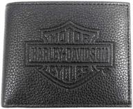 🏍️ harley davidson embossed pocketed billfold – sleek black design (msb8361) logo