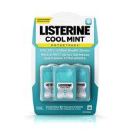 listerine cool mint pocketpaks breath strips: maximum strength for eliminating bad breath germs, 24-strip pack, 3 pack logo