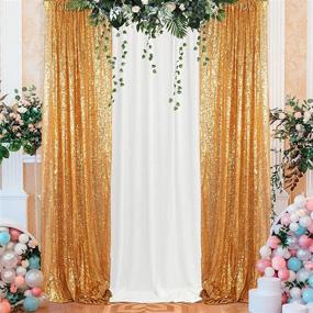 img 4 attached to 🌟 ShinyBeauty 2FTx7FT-2Pack Gold Sequin Curtain Backdrop - 2 Panels for Stunning Pictures and Events