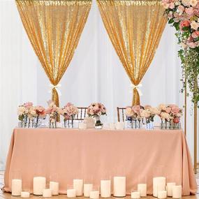 img 2 attached to 🌟 ShinyBeauty 2FTx7FT-2Pack Gold Sequin Curtain Backdrop - 2 Panels for Stunning Pictures and Events
