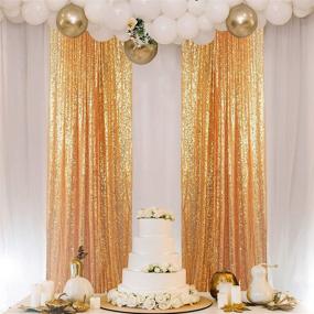 img 1 attached to 🌟 ShinyBeauty 2FTx7FT-2Pack Gold Sequin Curtain Backdrop - 2 Panels for Stunning Pictures and Events