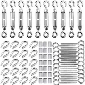 img 4 attached to 🔗 TooTaci M5 Turnbuckle Kit: Stainless Steel Tensioner, Thimbles, Eye Straps, and Clamps for 1/8 inch Cable Wire Rope