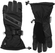 🧤 c9 champion kids waterproof adjustable winter glove with zippered pocket, reflective detail and nose wipe - black, boys size 4/7 logo