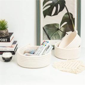 img 3 attached to 📦 MINTWOOD Design Set of 3 Cotton Rope Nesting Bowls - Versatile Catch All Baskets for Closets, Shelves, and Tables - Mini Organizer for Small Accessories, White