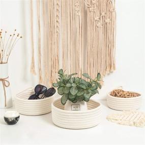 img 2 attached to 📦 MINTWOOD Design Set of 3 Cotton Rope Nesting Bowls - Versatile Catch All Baskets for Closets, Shelves, and Tables - Mini Organizer for Small Accessories, White