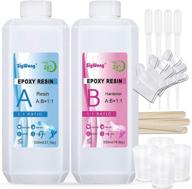 🎨 premium 40oz epoxy resin clear crystal coating kit - ideal for art, craft, jewelry making & more! includes bonus gloves, measuring cup, wooden sticks and dropper logo