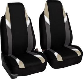 img 4 attached to 🪑 FH Group FB133 Beige102 Bucket Seat Cover Set (Supreme Modernistic Design, Airbag Compatible, Pack of 2, Beige)