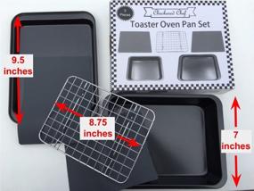 img 1 attached to 5-Piece Nonstick Toaster Oven Bakeware Set by Checkered Chef - Includes Baking Trays, Rack, and Silicone Baking Mats - Top Accessories for Toaster and Convection Ovens