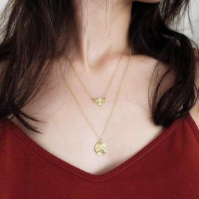 img 2 attached to Sterling Silver Bee Gold Coin Pendant Choker Necklace with Crystal CZ Diamond - Perfect Gift for Women, Teen Girls, and BFFs!