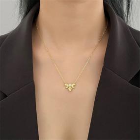 img 3 attached to Sterling Silver Bee Gold Coin Pendant Choker Necklace with Crystal CZ Diamond - Perfect Gift for Women, Teen Girls, and BFFs!