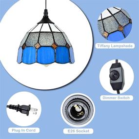 img 2 attached to 🔌 Stepeak Tiffany Style Plug in Pendant Light Mini Chandelier with 16.4 Ft Hanging Cord and On/Off Dimmer Switch, Vintage Swag Ceiling Lamp for Dining Room, Bedroom or Porch (7.9 Inches in Width)