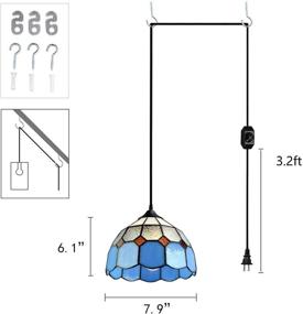 img 1 attached to 🔌 Stepeak Tiffany Style Plug in Pendant Light Mini Chandelier with 16.4 Ft Hanging Cord and On/Off Dimmer Switch, Vintage Swag Ceiling Lamp for Dining Room, Bedroom or Porch (7.9 Inches in Width)