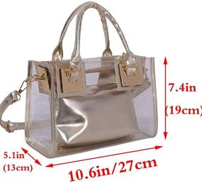 img 3 attached to 👜 Rullar Women's 2-Piece Small Clear Tote Beach Shoulder Bag - Transparent PVC Satchel Handbag with Top Handle - Stylish Purse