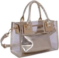 👜 rullar women's 2-piece small clear tote beach shoulder bag - transparent pvc satchel handbag with top handle - stylish purse logo