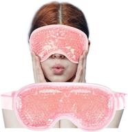 😴 refreshing ice gel eye mask - reusable eye masks, sleeping mask with soft plush backing for headache, puffiness, migraine, stress relief (pink) logo