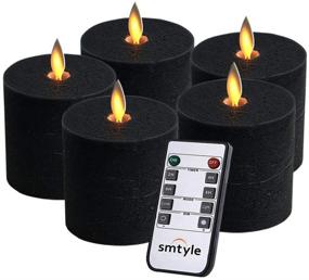 img 4 attached to Pretty and Convenient: Smtyle Black Flameless Candles with Remote Control, Timer, and Realistic Flickering Effect - Pack of 5