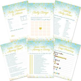 img 4 attached to Premium Gold Shiny Stars Baby Shower Games Set - 6 Games x 50 Guests (300 sheets) - Fun & Sophisticated Activities for Girls and Boys