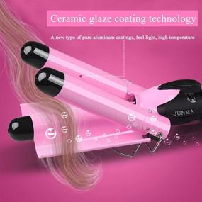 img 1 attached to Effortless Waves: 3 Barrel Curling Iron Wand 25mm Hair Waver Hair Curler with LCD Temperature Display